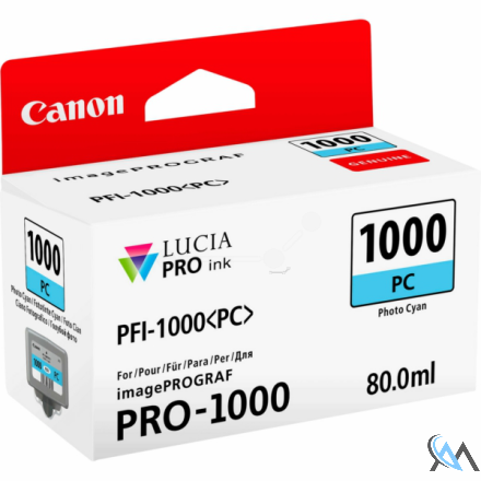 Original Canon 0550C001/PFI-1000PC Tintenpatrone cyan hell, 5.140 Seiten 80ml