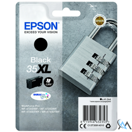 Original Epson C13T35914010/35XL Tintenpatrone schwarz High-Capacity, 2.600 Seiten ISO/IEC 24711 41,2ml