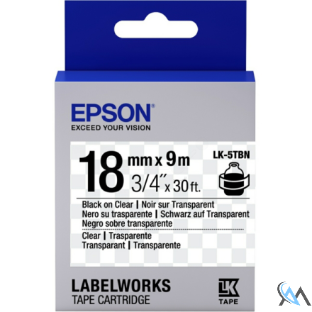 Original Epson C53S655008/LK-5TBN Farbband schwarz auf Transparent 18mm x 9m