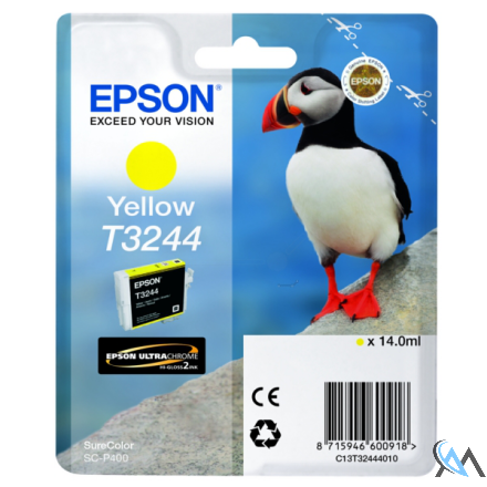 Original Epson C13T32444010/T3244 Tintenpatrone gelb, 980 Seiten 14ml