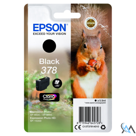 Original Epson C13T37814020/378 Tintenpatrone schwarz Blister Radio Frequency 5,5ml