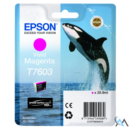 Original Epson C13T76034010/T7603 Tintenpatrone magenta, 1.400 Seiten 25,9ml