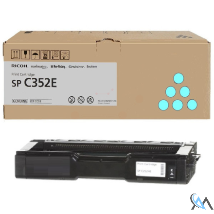 Original Ricoh 407384/TYPE SP352E Toner-Kit cyan, 6.000 Seiten ISO/IEC 19752