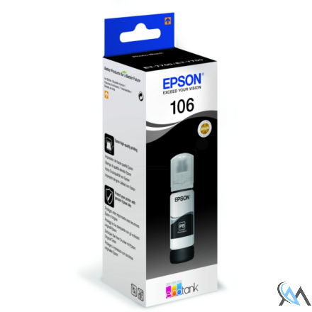 Original Epson C13T00R140/106 Tintenflasche schwarz foto, 5.000 Seiten 3400 Fotos 70ml