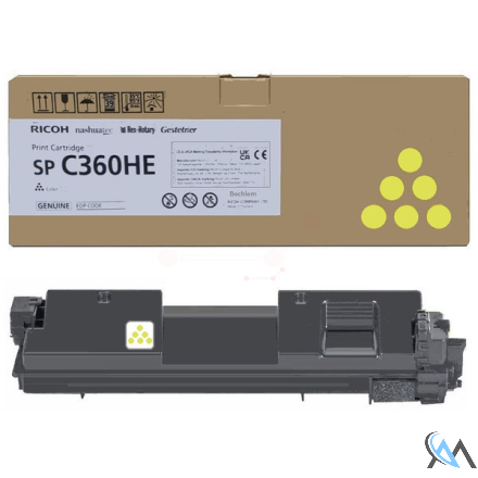 Original Ricoh 408187/SPC360HE Toner-Kit gelb High-Capacity, 5.000 Seiten ISO/IEC 19752