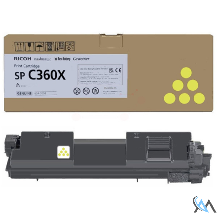 Original Ricoh 408253/SPC360X Toner-Kit gelb extra High-Capacity, 9.000 Seiten ISO/IEC 19752