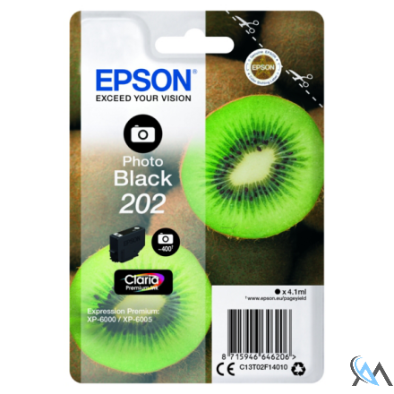 Original Epson C13T02F14020/202 Tintenpatrone schwarz foto Blister Acustic Magnetic, 400 Seiten 4,1ml