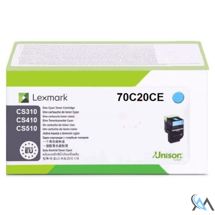 Original Lexmark 70C20CE/702C Toner-Kit cyan corporate, 1.000 Seiten ISO/IEC 19798