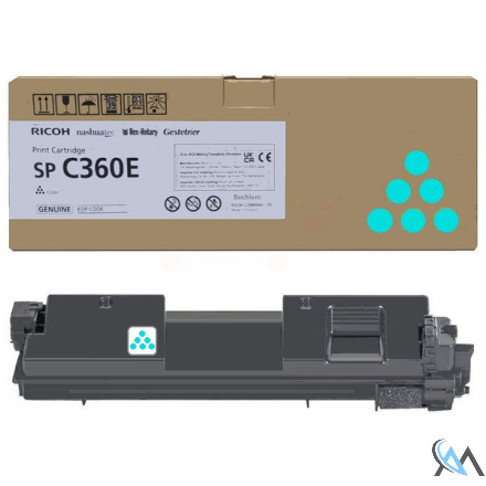 Original Ricoh 408189/SPC360E Toner-Kit cyan, 1.500 Seiten ISO/IEC 19752