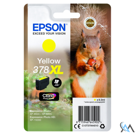 Original Epson C13T37944010/378XL Tintenpatrone gelb High-Capacity, 830 Seiten 9,3ml