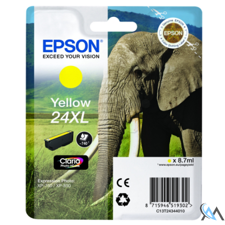 Original Epson C13T24344012/24XL Tintenpatrone gelb High-Capacity, 500 Seiten 8,7ml