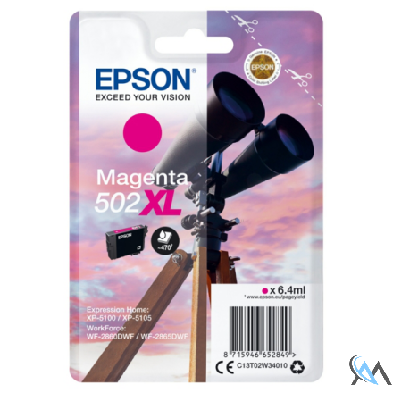 Original Epson C13T02W34010/502XL Tintenpatrone magenta High-Capacity, 470 Seiten 6,4ml