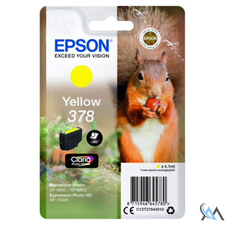 Original Epson C13T37844010/378 Tintenpatrone gelb, 360 Seiten 4,1ml