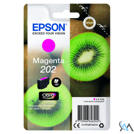 Original Epson C13T02F34010/202 Tintenpatrone magenta, 300 Seiten 4,1ml