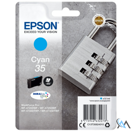 Original Epson C13T35824010/35 Tintenpatrone cyan, 650 Seiten 9,1ml