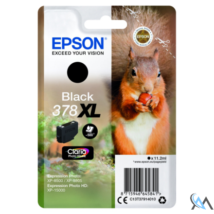 Original Epson C13T37914010/378XL Tintenpatrone schwarz High-Capacity, 500 Seiten 11,2ml