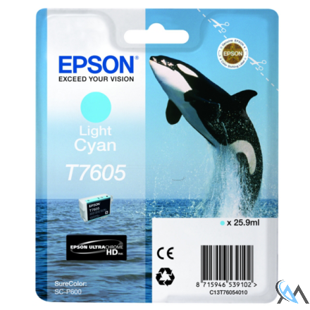 Original Epson C13T76054010/T7605 Tintenpatrone cyan hell, 2.400 Seiten 25,9ml