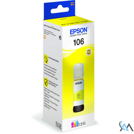 Original Epson C13T00R440/106 Tintenflasche gelb, 5.000 Seiten 3400 Fotos 70ml