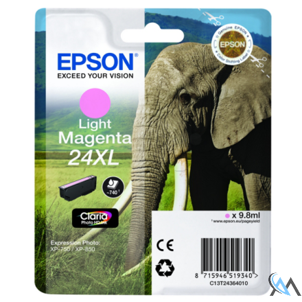 Original Epson C13T24364012/24XL Tintenpatrone magenta hell High-Capacity, 500 Seiten 9,8ml