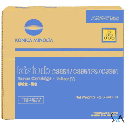 Original Konica Minolta A95W250/TNP-49Y Toner gelb, 12.000 Seiten