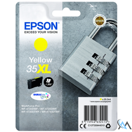 Original Epson C13T35944010/35XL Tintenpatrone gelb High-Capacity, 1.900 Seiten 20,3ml