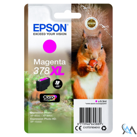 Original Epson C13T37934010/378XL Tintenpatrone magenta High-Capacity, 830 Seiten 9,3ml