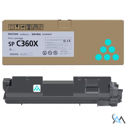 Original Ricoh 408251/SPC360X Toner-Kit cyan extra High-Capacity, 9.000 Seiten ISO/IEC 19752