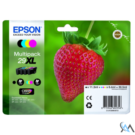 Original Epson C13T29964010/29XL Tintenpatrone MultiPack Bk,C,M,Y High-Capacity 11,3ml + 3x6,4ml VE=4