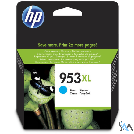 Original HP F6U16AE/953XL Tintenpatrone cyan High-Capacity, 1.450 Seiten 18ml