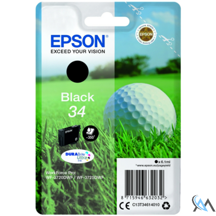 Original Epson C13T34614010/34 Tintenpatrone schwarz, 350 Seiten 6,1ml