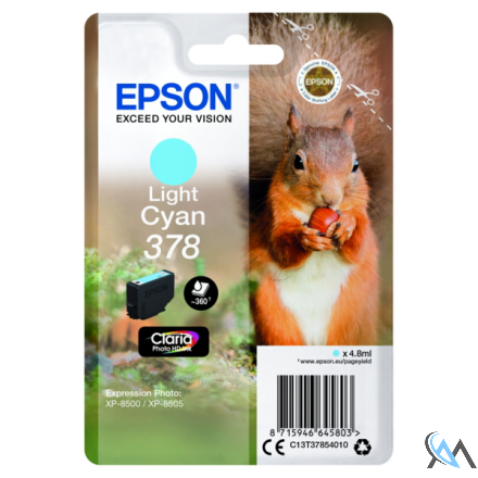 Original Epson C13T37854010/378 Tintenpatrone cyan hell, 360 Seiten 4,8ml