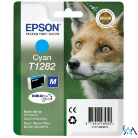 Original Epson C13T12824012/T1282 Tintenpatrone cyan, 175 Seiten 3,5ml