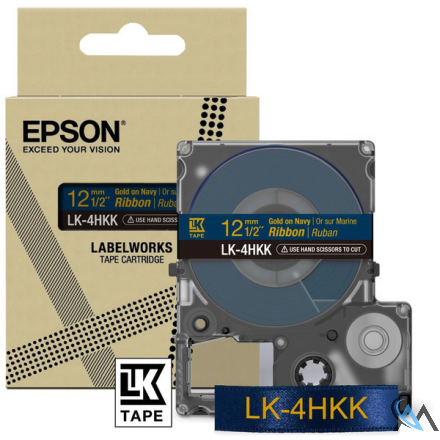 Original Epson C53S654002/LK-4HKK Farbband gold auf Navy blau 12mm x 5m