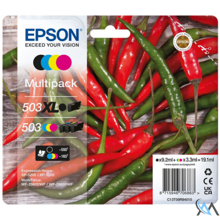 Original Epson C13T09R94010/503XL/503 Tintenpatrone MultiPack Bk,C,M,Y 550pg + 3x165pg VE=4