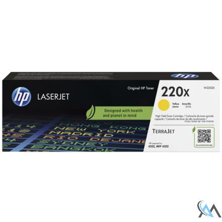 Original HP W2202X/220X Tonerkartusche gelb High-Capacity, 5.500 Seiten ISO/IEC 19798