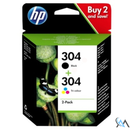 Original HP 3JB05AE/304 Druckkopfpatrone Multipack schwarz + color 100 pg + 120 pg VE=2