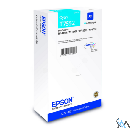 Original Epson C13T75524N/T7552 Tintenpatrone cyan, 4.000 Seiten 39ml