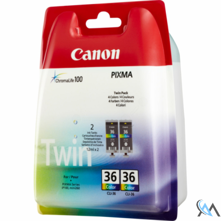 Original Canon 1511B025/CLI-36 Tintenpatrone color Doppelpack, 2x249 Seiten 12ml VE=2