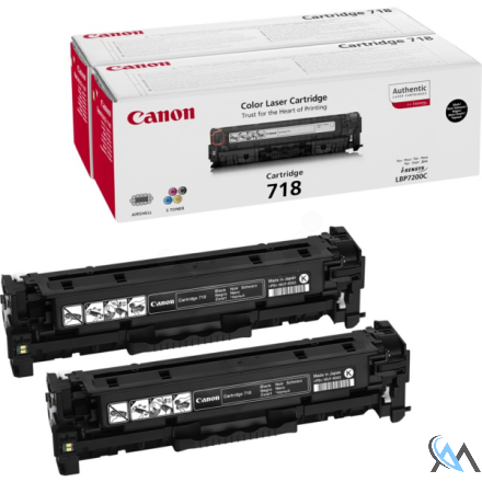 Original Canon 2662B017/718BKVP Tonerkartusche schwarz Doppelpack Contract, 2x3.400 Seiten/5% VE=2