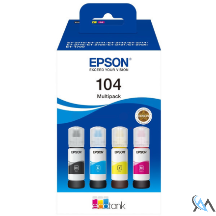 Original Epson C13T00P640/104 Tintenflasche MultiPack Bk,C,M,Y 65ml 1x4500pg + 3x7500pg VE=4