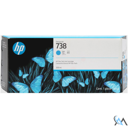 Original HP 676M6A/738 Tintenpatrone cyan 300ml