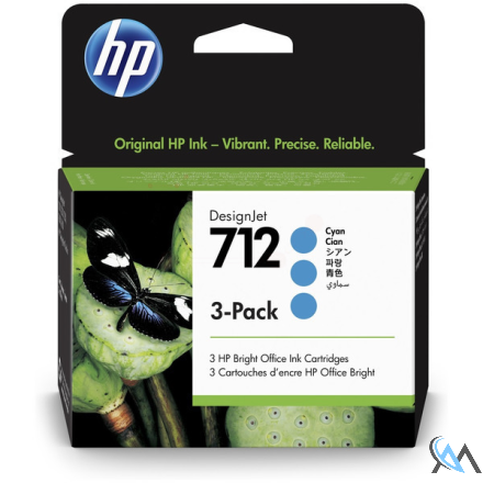 Original HP 3ED77A/712 Tintenpatrone cyan MultiPack 29ml VE=3