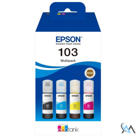 Original Epson C13T00S64A/103 Tintenflasche MultiPack Bk,C,M,Y, 4x4.500 Seiten 70ml VE=4