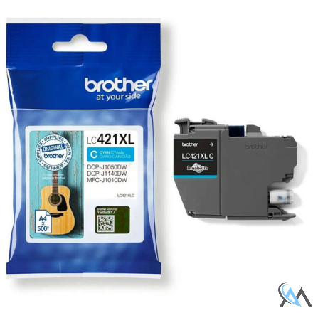 Original Brother LC-421XLC Tintenpatrone cyan, 500 Seiten