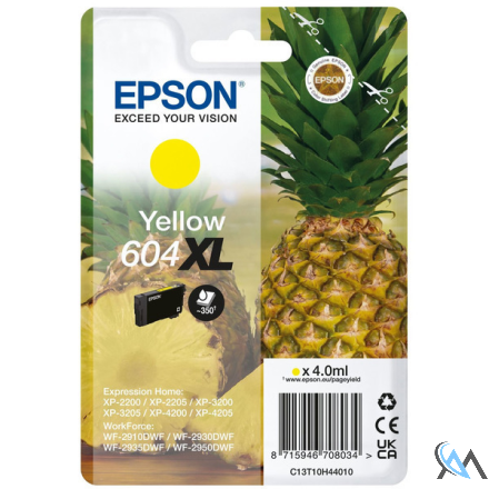 Original Epson C13T10H44010/604XL Tintenpatrone gelb High-Capacity, 350 Seiten 4ml