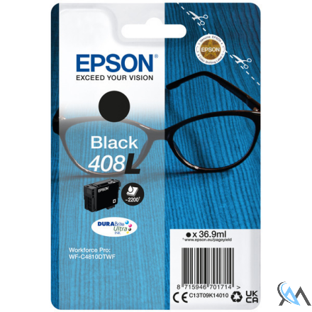 Original Epson C13T09K14010/408L Tintenpatrone schwarz High-Capacity, 2.200 Seiten 36,9ml