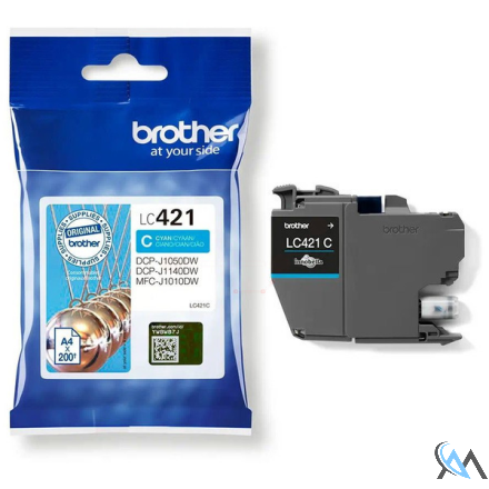 Original Brother LC-421C Tintenpatrone cyan, 200 Seiten