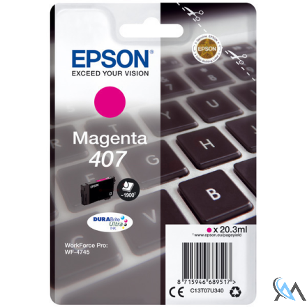 Original Epson C13T07U340/407 Tintenpatrone magenta, 1.900 Seiten ISO/IEC 19752 20,3ml