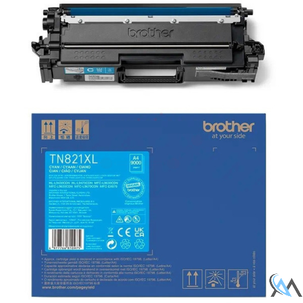 Original Brother TN-821XLC Toner-Kit cyan, 9.000 Seiten ISO/IEC 19752