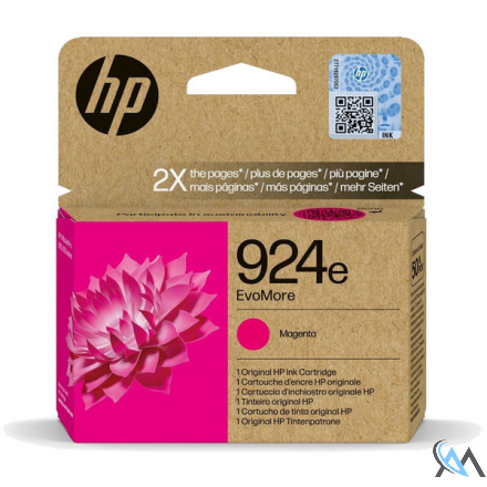 Original HP 4K0U8NE/924E Tintenpatrone magenta EvoMore, 800 Seiten ISO/IEC 19752